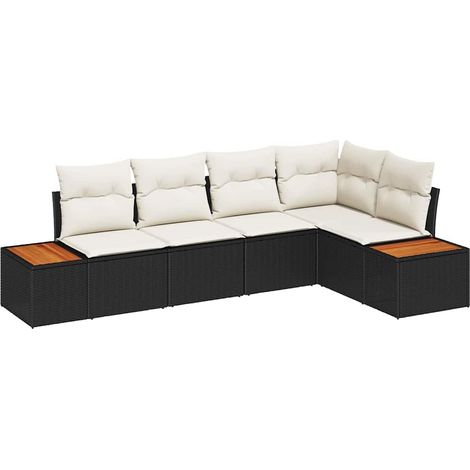 Maison Exclusive - Garten-Sofa-Set mit Kissen 5 pcs Schwarz und C