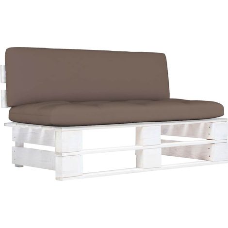vidaXL Canapé central palette de jardin Blanc Bois de pin imprégné (1/5)