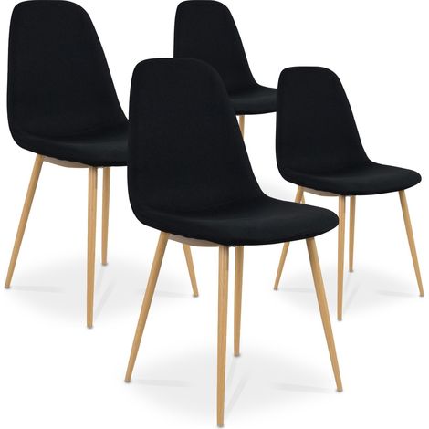 Lot de 4 chaises scandinaves Bali tissu Noir (1/4)