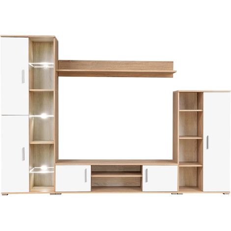 Maison Exclusive - TV-Wohnwand mit LED-Leuchten Sonoma Eiche und (1/5)
