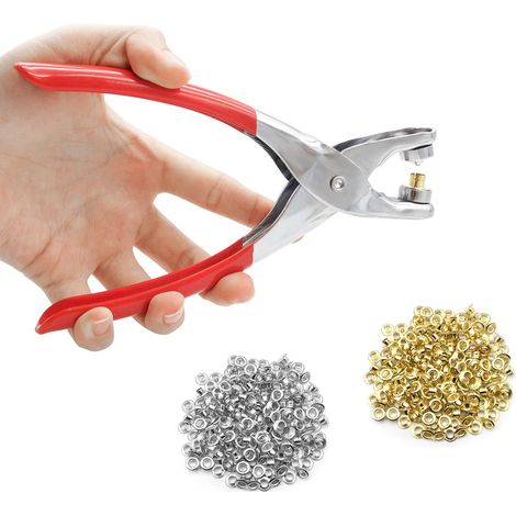 Pince à Œillets Manuelle - Kit 400 Pièces - Métal Argenté - Pose Sans Rondelle - Pour Bâche Cuir Tissu PVC - Diamètre 12 mm (1/5)