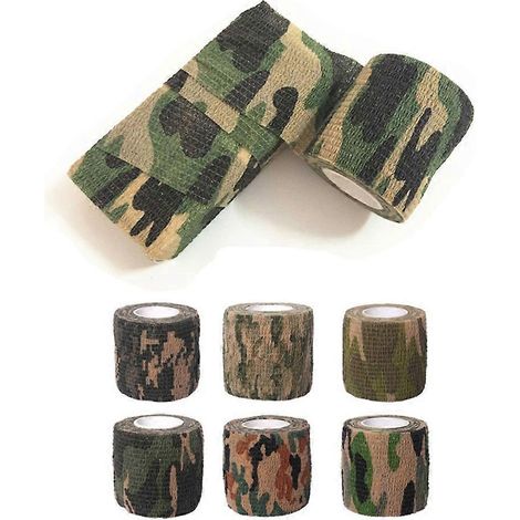 Lot de 6 bandes adhésives de camouflage extensibles et auto-adhésives pour le camping en plein air