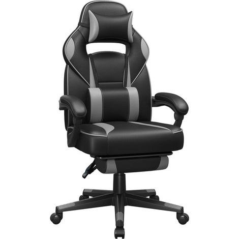 Sedia da gaming sedia da ufficio regolabile con poggiapiedi telescopico ergonomico meccanismo di inclinazione poggiatesta supporto lombare capacità di carico 150 kg nera 120005912
