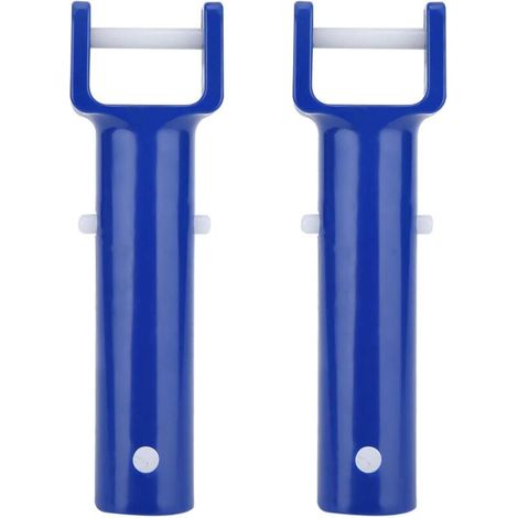 Pool Clamp, Blue ABS Material, V-Shaped Pool Clamp, Brush Head Clamp, Replacement Handle, Pool Accessory for Most Standard Vacuum Heads, 2 Pieces