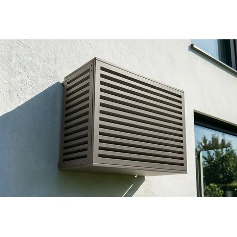 Cache clim & pompe à chaleur ANETO aluminium taupe avec face inférieure - taille M (1/5)