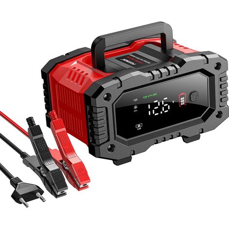 Cargador de baterías, totalmente automático, carga multietapa, rojo 12V 24V 20A 10A (1/2)