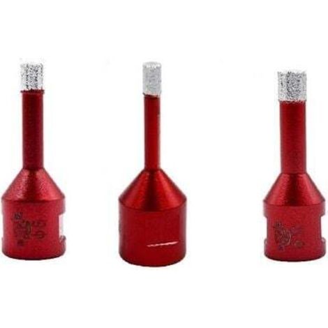 3PCS 6mm/8mm/10mm Vacuum Brazed Diamond Drill Bits with M14 Thread for Dry Drilling in Porcelain, Tile, Granite, and Marble (1/3)