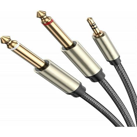 Cable jack 6,35 mm à 3,5 mm [10M] Nylon tressé jack stéréo durable compatible avec les lecteurs DVD, pianos, amplificateurs électroniques, guitares, haut-parleurs HiFi, smartphones