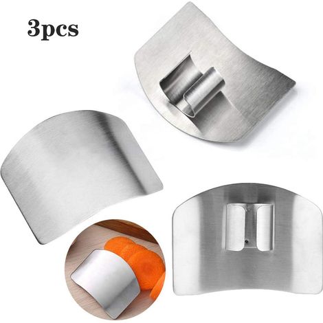 Protectores de dedos, cortador de dedos de acero inoxidable de 3 piezas, protector de dedos para verduras, herramienta de cocina ajustable para cortar (1/5)