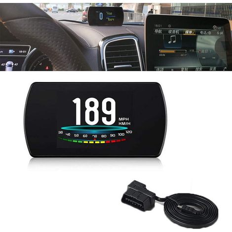 Compteur de vitesse à affichage tête haute automobile (OBD2) (modèle MPH/KMH, compatible avec les systèmes OBD II des voitures) (1/5)
