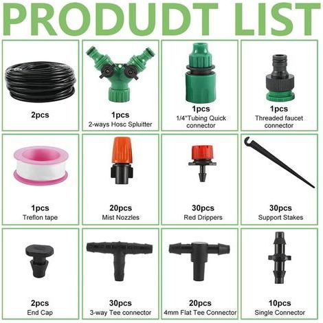 Kit d'irrigation de jardin, , 30M Goutte à Goutte Jardin Système d'Arrosage Pour Jardin, Pelouse, Paysage, Potager (1/4)