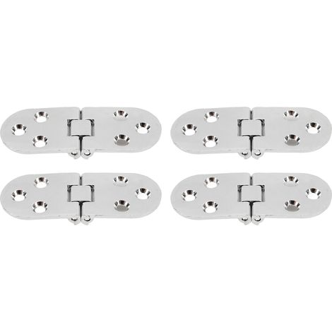 4 jeux de charnières à rabat à 180°, charnière métallique pliable de 2,3 mm d'épaisseur avec plateau rabattable pour table pliante et machine à coudre, finition chrome brillant (1/5)
