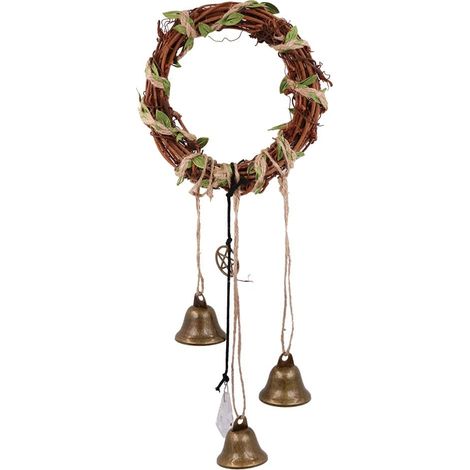 Witch Bells for Home Protection - Handmade Pentagram Crown with Brass Bell (1/5)