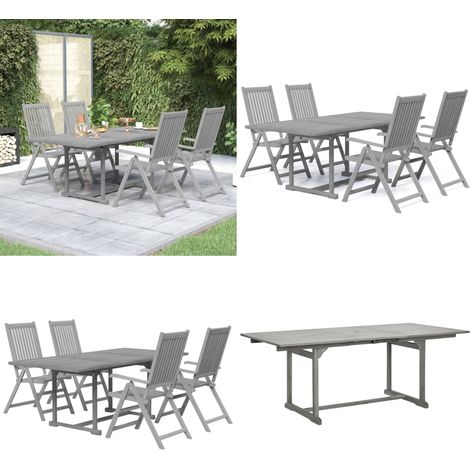 Juego de comedor de jardín 5 piezas madera maciza de acacia - Comedor de jardín - Mesa de jardín