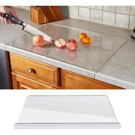 Planche à découper de cuisine en acrylique transparent avec bord antidérapant, protection rectangulaire écologique pour plan de travail