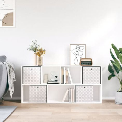 Vikbar förvaringslådor 4 st gräddvit 32x32x32 cm non-tissé tyg