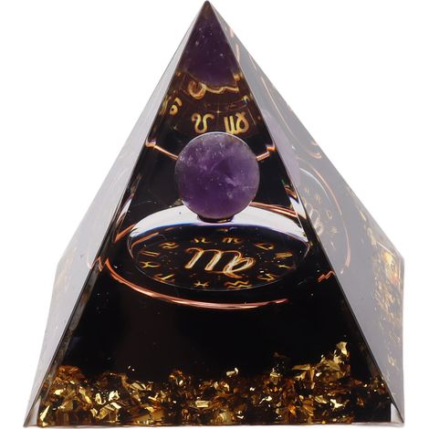 Pyramide Orgonite 5cm pour Énergie Positive, Méditation et Chakra - Générateur d'Énergie Zodiac Vierge (1/5)