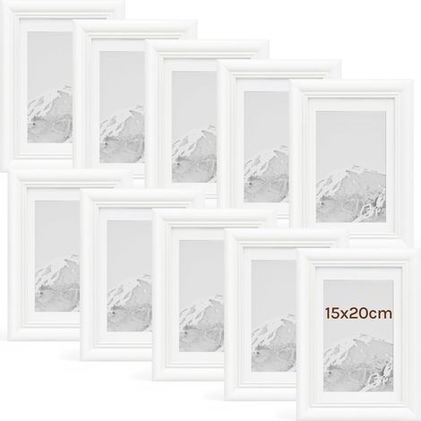 WOLTU 10x Cornice Foto da tavolo da muro 15x20cm, Bianco