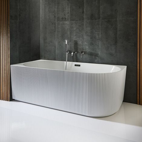 Baignoire d'angle NONNA cannelée 80x170cm Blanc - Angle à gauche (1/5)