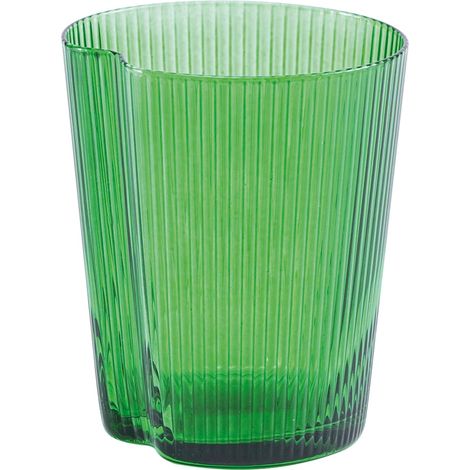 Lot de 6 Verres Tumbler Handy en verre soufflé coloré Vert Pomme, design ergonomique empilable avec finition à rainures verticales, usage quotidien