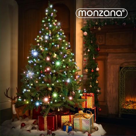 Guirlande lumineuse 14m pour sapin de Noël, 700 LED multicolores, 8 modes d'éclairage, déco festive extérieure et intérieure, chaîne décorative à brancher, coloris variés (1/2)