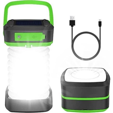 Lampe de camping pliable LED solaire et rechargeable - AMOUNE - 2 modes d'éclairage - étanche IP65 (1/4)