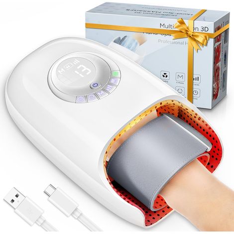 Hand massager with heat and compression, hand massager for arthritis and carpal tunnel relief, 6 pressure point therapy modes, blowing wrist massager (1/5)