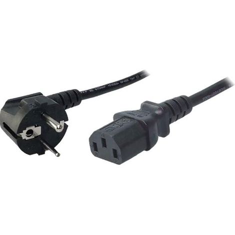 Cable- CEE 7-7 -E-F- male angulaire.IEC C13 femelle- 3m- noir