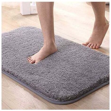 QORVA-Tapis de Bain Absorbant Antidérapant Extra Epais de Douche pour Salle de Bain Tapis de Sol Chenille Lavable en Machine (Gris, 50x80cm)-Fei Yu (1/4)
