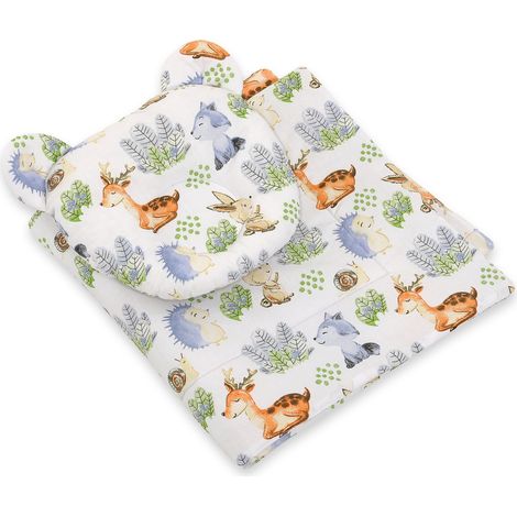 Edredón de osito de peluche con relleno y almohada contorneada - Juego de 2 piezas - Aventura en el bosque (1/5)