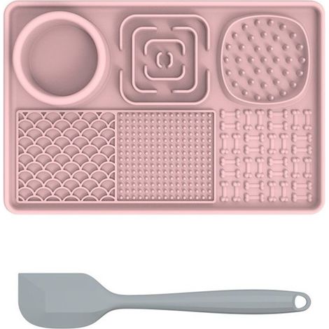 Tapis à lécher en silicone pour chiens et chats, tapis à lécher pour gamelle lente (rose) (1/5)