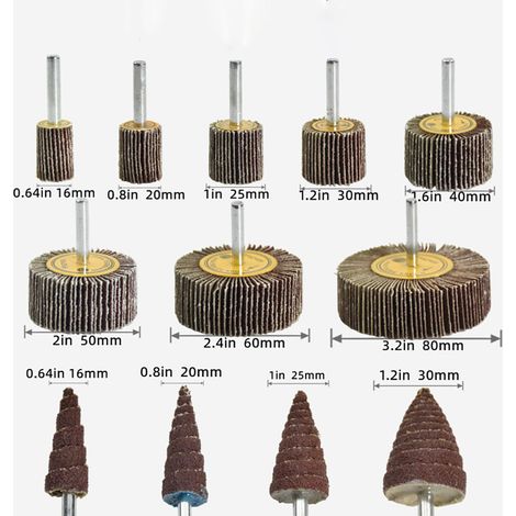 Roue Abrasive 24 pièces  Grain 80 Disque a lamelle pour Brosse Poncage Perceuse Accessoires Polissage Bois Metal