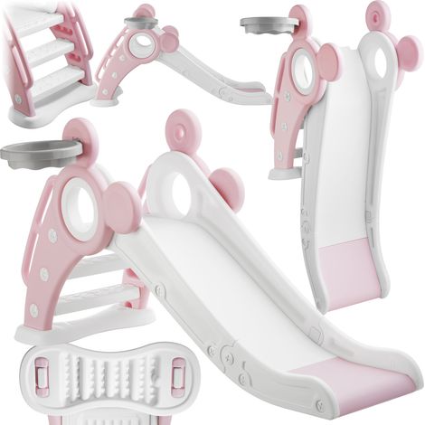 Toboggan pliable pour enfants avec panier de basket rose vif (1/5)