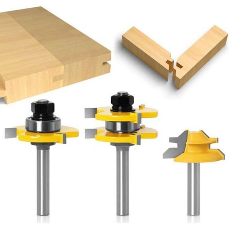 Fraise À Rainurer - Fraise À Mitre 45 Degres - Mèche De Langue - Pour Outils De Menuiserie - 8 mm - Lot De 3