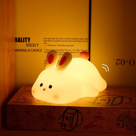 Veilleuse Enfants,Kawaii Veilleuse Déco Chambre Bébé Veilleuse Enfants Batterie, portable pour cadeau déco (Lapin) (1/5)