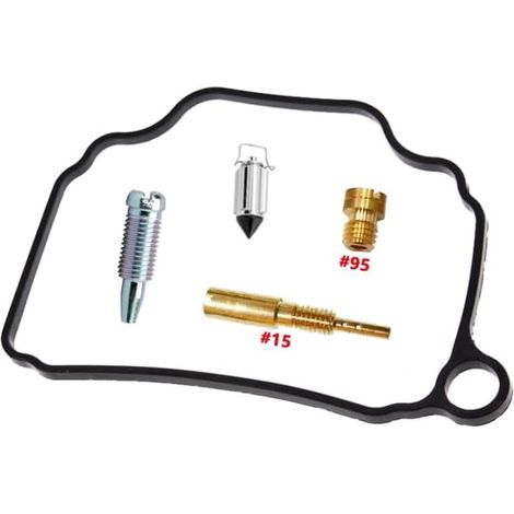 Kit de réparation de carburateur pour moto FB100 (1986-2000) 100 cm³  Kit de base  Pour FB100  monocylindre  gicleur principal n° 15  gicleur de ralenti n° 95  joints en nitrile  pièces en POM  résist