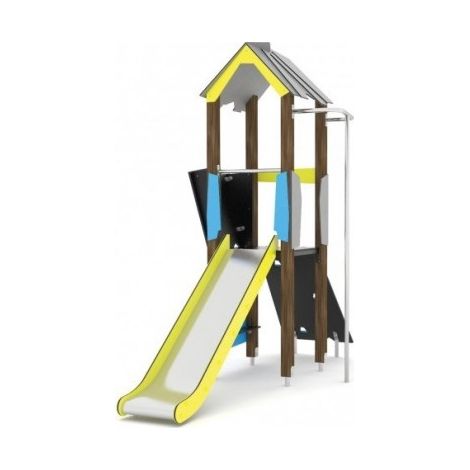 Torretta Gioco Da Esterno Con Scivolo Pertica Rampa Di Arrampicata E Balconcino Per Attivit Motorie (1/3)