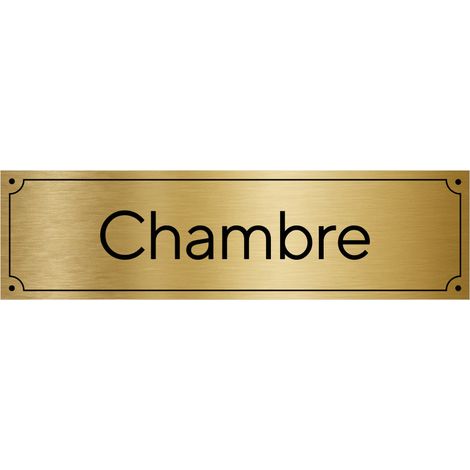 Plaque de porte gravée pour Chambre en pvc aspect argent brossé ou or brossé .- Or brossé -