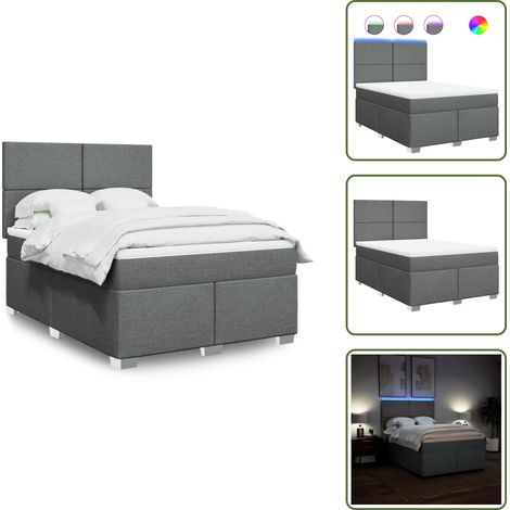Sommier à lattes de lit avec matelas Gris foncé 140x190cm Tissu - Sommier À Lattes De Lit - Sommiers À Lattes De Lit - Lit - Meuble De Chambre À Coucher (1/5)