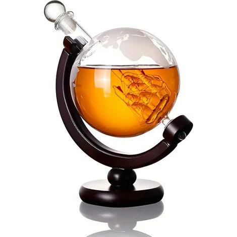 (Sans verres) Carafe à whisky globe de 850 ml avec 2 verres globe gravés - Convient pour les spiritueux, le scotch, le bourbon et la vodka. Idée cadeau pour homme. Accessoires de bar et de cuisine. (1/5)