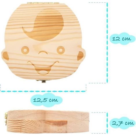 Boite A Dents De Lait - Bois Naturel - Pour Conservation Dents Cordon Ombilical Cheveux - Dimensions 12 3 X 12 5 X 3 Cm - 1 Piece (1/4)