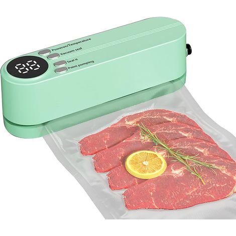 Mini machine sous vide, machine d'emballage sous vide portable, adaptée à une utilisation continue à haute vitesse, machine d'emballage sous vide alimentaire (verte) (1/5)