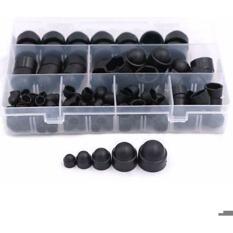 Cache-Vis Et Écrous De Protection - 145 Pièces - Plastique Et Caoutchouc - Noir - M4 M5 M6 M8 M10 M12 (1/4)