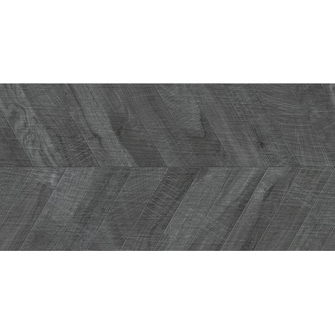 Aelle - Carrelage sol / mur effet bois design chevron 60x120 cm ARTWOOD CHEVRON BLACK - Vendu par boîte de 1.44 m²