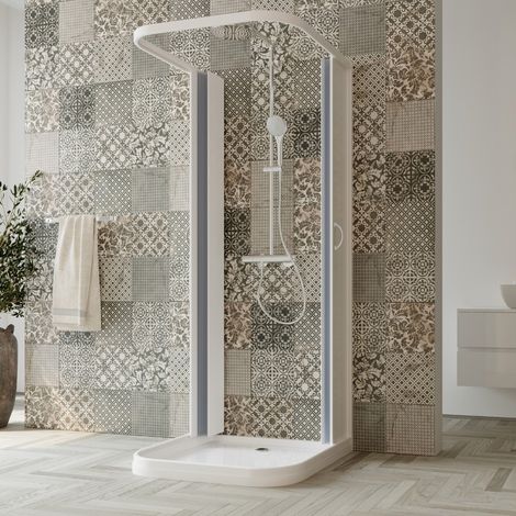 Box doccia cabina a 3 lati in pvc a soffietto h 185 mod. Narciso con apertura centrale 80x80x80 cm