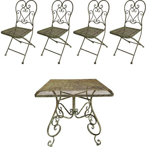 Ensemble table et 4 chaises pliantes 80x80x76cm (1/4)