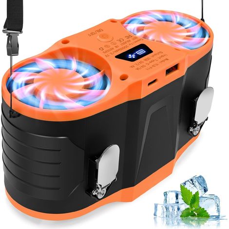 Ventilateur de taille portable,rechargeable 20 000 mAh,mains libres,ventilateur de ceinture portable pour camping,extérieur,chantier et travail (1/5)