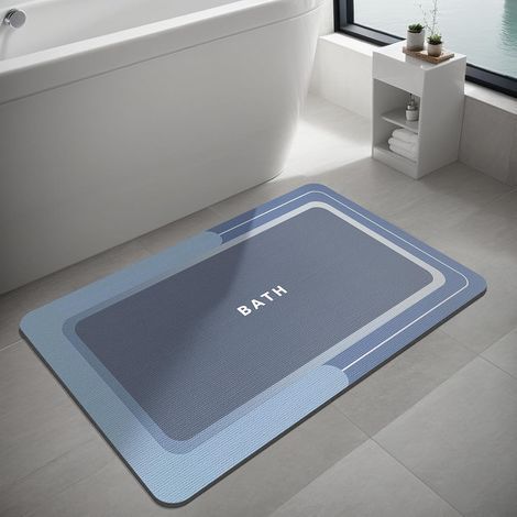 Tapis de bain en caoutchouc antidérapant à séchage rapide, fin et idéal pour le sol, la baignoire et la cuisine (bleu marine, 45 x 75 cm). (1/5)