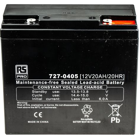 Batterie au plomb étanche RS PRO 12V 20Ah cyclique ( Prix pour 1 ) (1/5)
