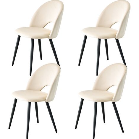 Wokaka Confezione da 4 sedie da pranzo - Sedie contemporanee - Design cavo (Velluto beige) (1/5)